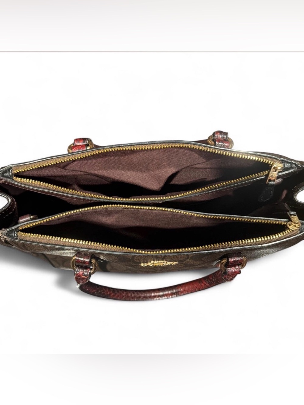 Coach Surrey Carryall in Signature Canvas Snake Skin Handles - Picture 7 of 8